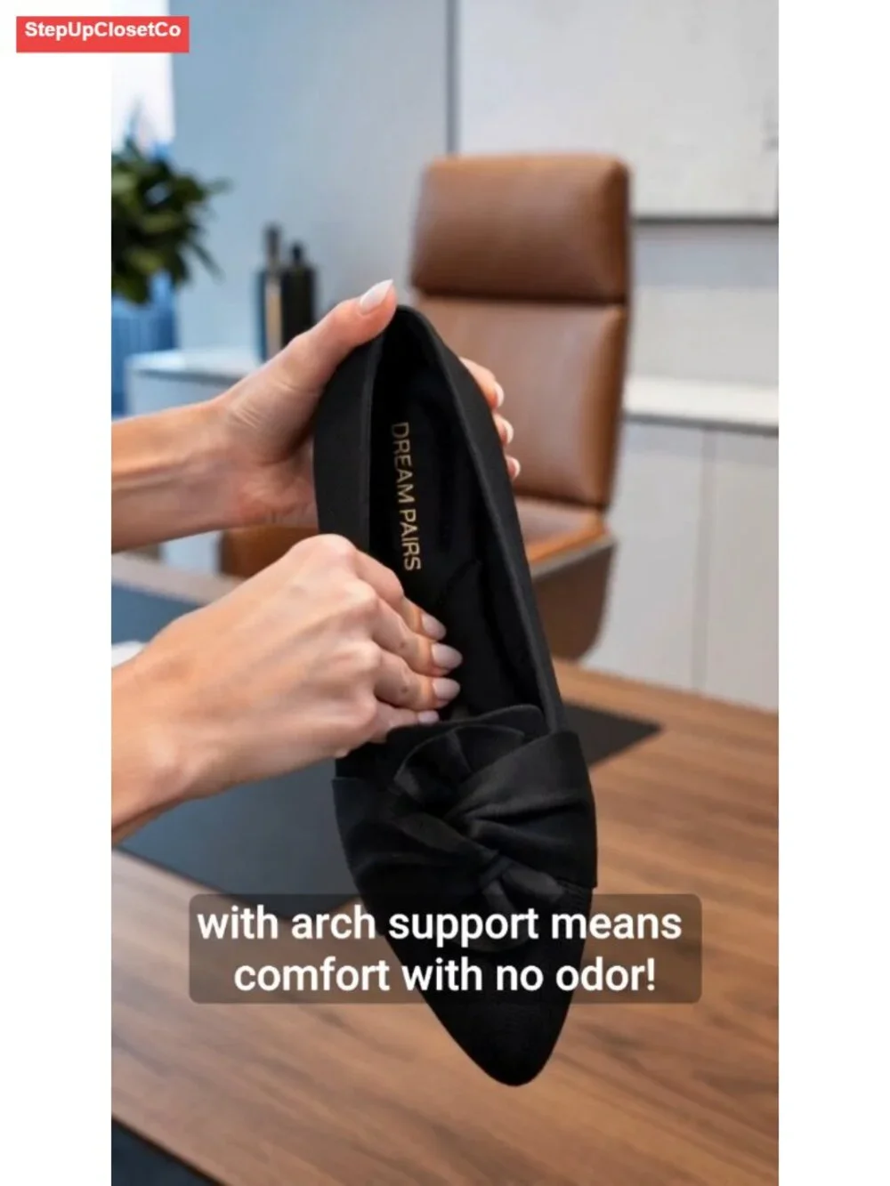 Foldable Pointed Toe Ballet Flats with Bow | Soft Knit Upper, Cushioned Arch
